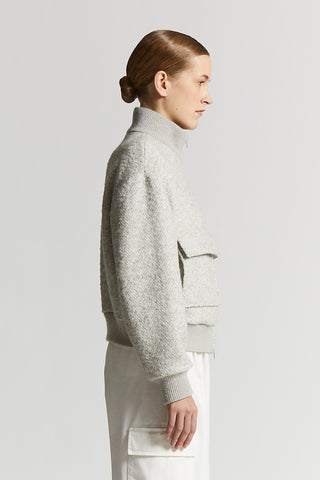 Herringbone alpaca wool bouclé jacket