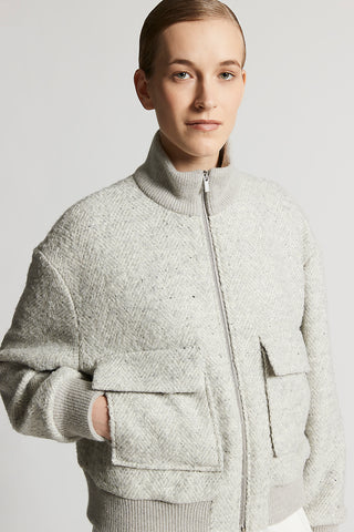 Herringbone alpaca wool bouclé jacket