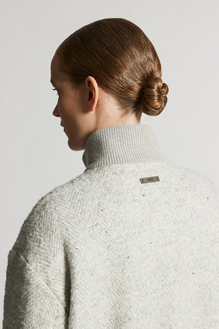 Herringbone alpaca wool bouclé jacket