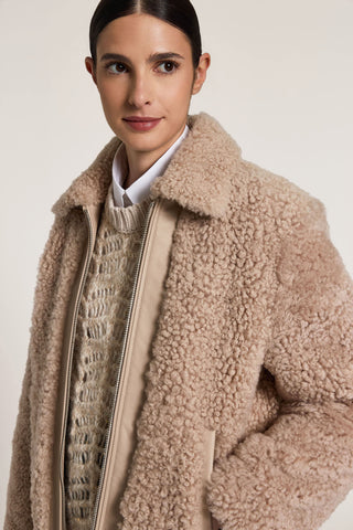 Jacke aus Nappaleder und Schaffell