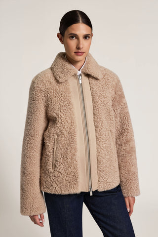 Jacke aus Nappaleder und Schaffell