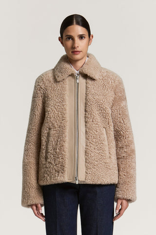 Jacke aus Nappaleder und Schaffell