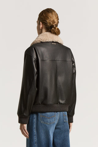 Jacke aus echtem Leder und Schaffell
