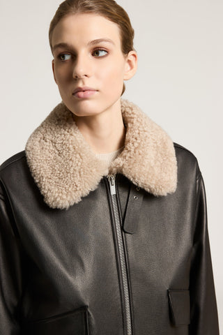 Jacke aus echtem Leder und Schaffell