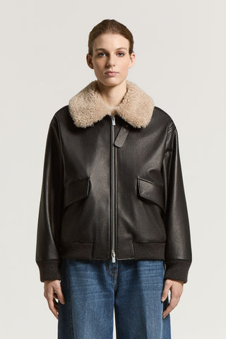 Jacke aus echtem Leder und Schaffell