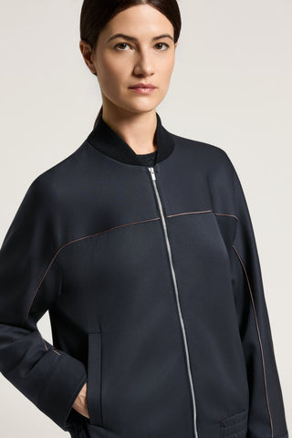 Wool jacket with bomber collar