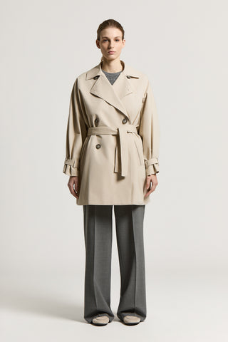 Double-breasted trench coat in cotton-blend twill