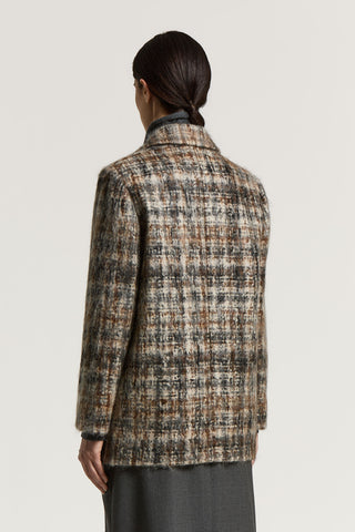 Manteau croisé en laine et mohair mélangés