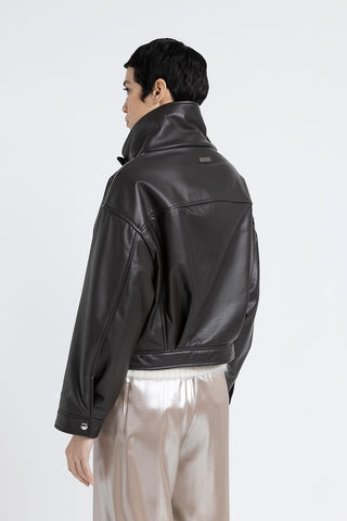 Genuine leather double-breasted jacket  