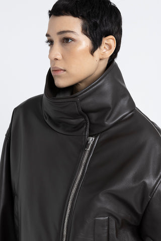 Genuine leather double-breasted jacket  