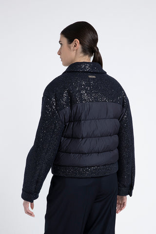 Lurex fabric down jacket with sequins  