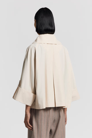 Double-breasted technical cotton cape trench