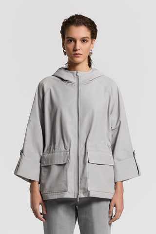 Technical cotton hooded parka