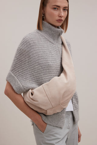 Suede moon crossbody bag