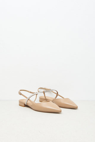 Flat leather slingback pumps with Punto Luce  