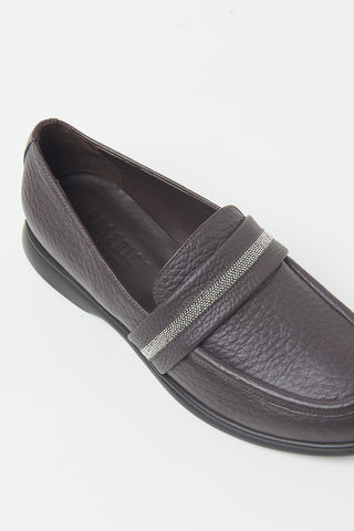 Grainy leather loafers with Punto Luce detailing