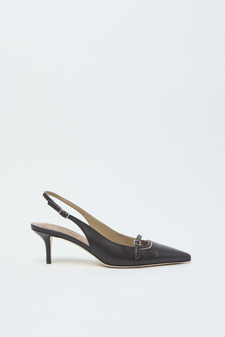 Leather sling-backs with Punto Luce detailing