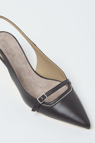 Leather sling-backs with Punto Luce detailing