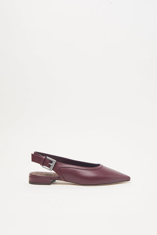 Sling-backs plats en cuir véritable