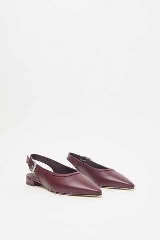 Sling-backs plats en cuir véritable