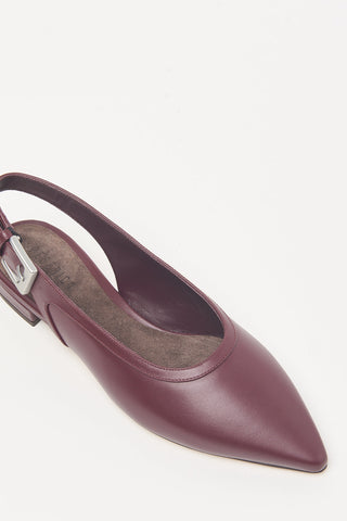 Sling-backs plats en cuir véritable
