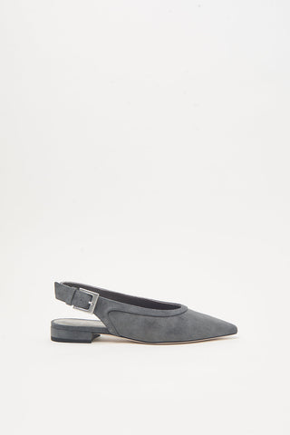 Sling-backs plats en cuir véritable