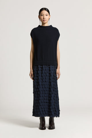 Merino wool and crepe de chine dress