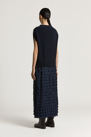 Merino wool and crepe de chine dress