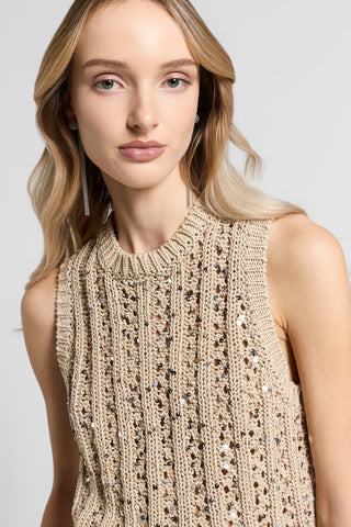 Sequinned cotton ribbon top