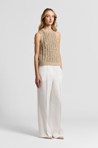 Sequinned cotton ribbon top