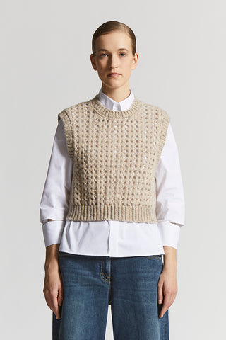 Blown alpaca and lurex vest