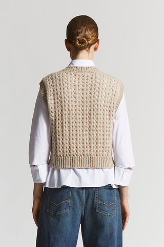 Blown alpaca and lurex vest