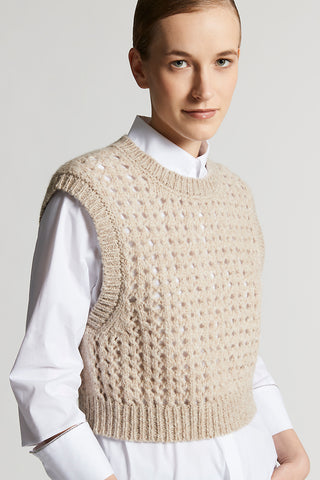 Blown alpaca and lurex vest
