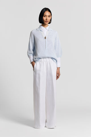 Sequinned cotton yarn polo shirt