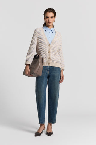 Blown cotton/lurex cardigan with sequins