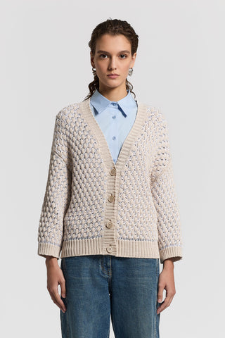 Blown cotton/lurex cardigan with sequins