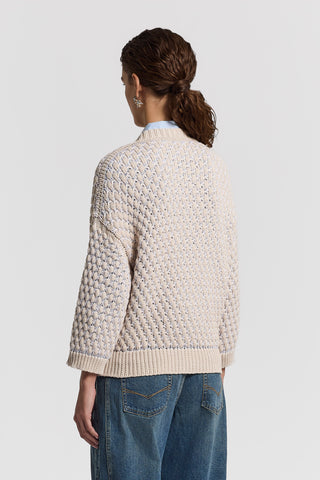 Blown cotton/lurex cardigan with sequins