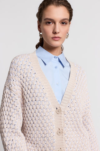 Blown cotton/lurex cardigan with sequins