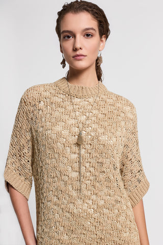 Lurex, cotton and linen-blend sweater
