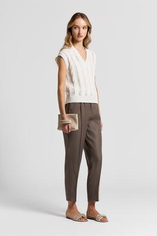 Sequinned cotton cordonet vest