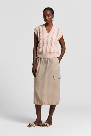 Sequinned cotton cordonet vest