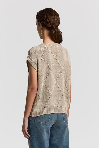 Sequinned cotton/linen-yarn sweater