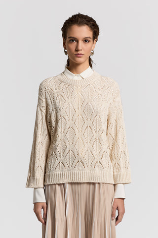 Sequinned cotton cordonet sweater