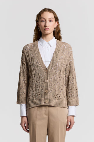 Sequinned cotton cordonet cardigan