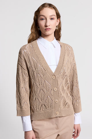 Sequinned cotton cordonet cardigan