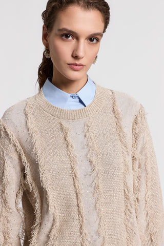 Sequinned cotton/linen-yarn sweater