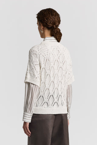 Sequinned cotton cordonet sweater