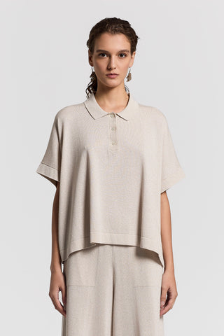 Lurex and cotton vanisé polo shirt