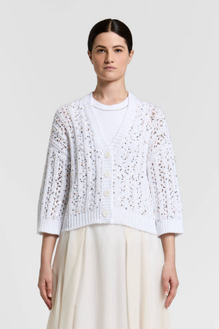 Cardigan aus Baumwollband mit Pailletten