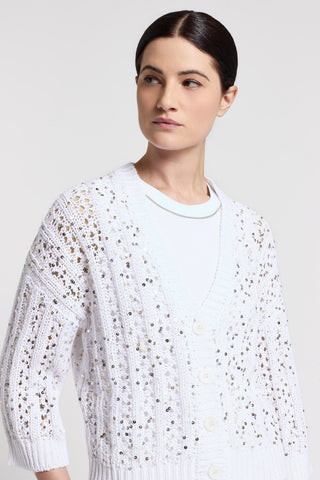 Cardigan aus Baumwollband mit Pailletten